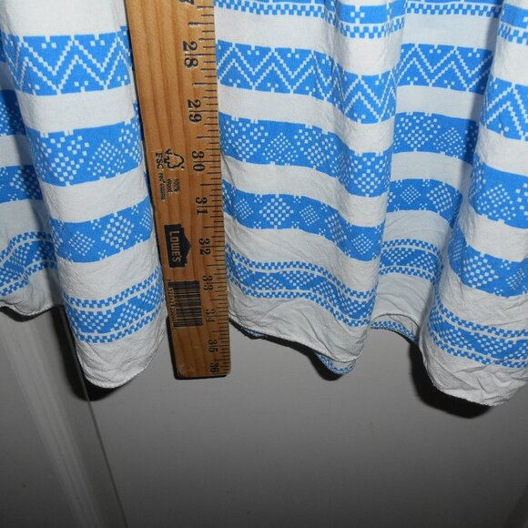 BLUE & WHITE VISCOSE MINI DRESS SWIM COVER RUFFLE HEM BOHO SIZE 5 MADE IN ITALY - Picture 7 of 13